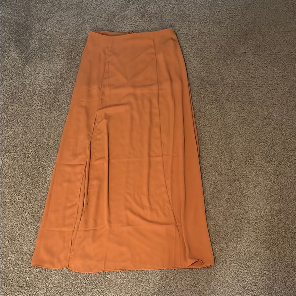 Forever 21 Elegant Orange Maxi Skirt with Slit